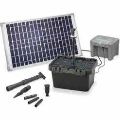 Nouveau ? ESOTEC Kit Filtre Solaire Pour Bassin 25/650 + Batterie LED Filtre Pompe Solaire Bassin De Jardin 101064 ?