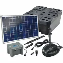Coupon ? Kit Filtre Solaire Bassin 35/1300 + Batterie Filtre Pompe Solaire Bassin Jardin Esotec 101074 âš