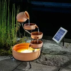 De gros ? Fontaine Solaire Cascade Avec Batterie + LED Fontaine Solaire Fontaine De Jardin Esotec 101304 ⭐