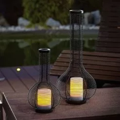 Meilleur prix ? Lampes Décoratives Solaires Lot De 2 Lampes De Jardin Lanterne Lumière Solaire Extérieure Esotec 102227 ?