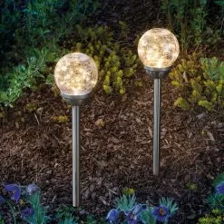 Meilleur prix â Ensemble De Prises De Jardin Solaire En Mosaïque De Verre Blanc Chaud, éclairage Solaire De Jardin, Esotec 102312 ?